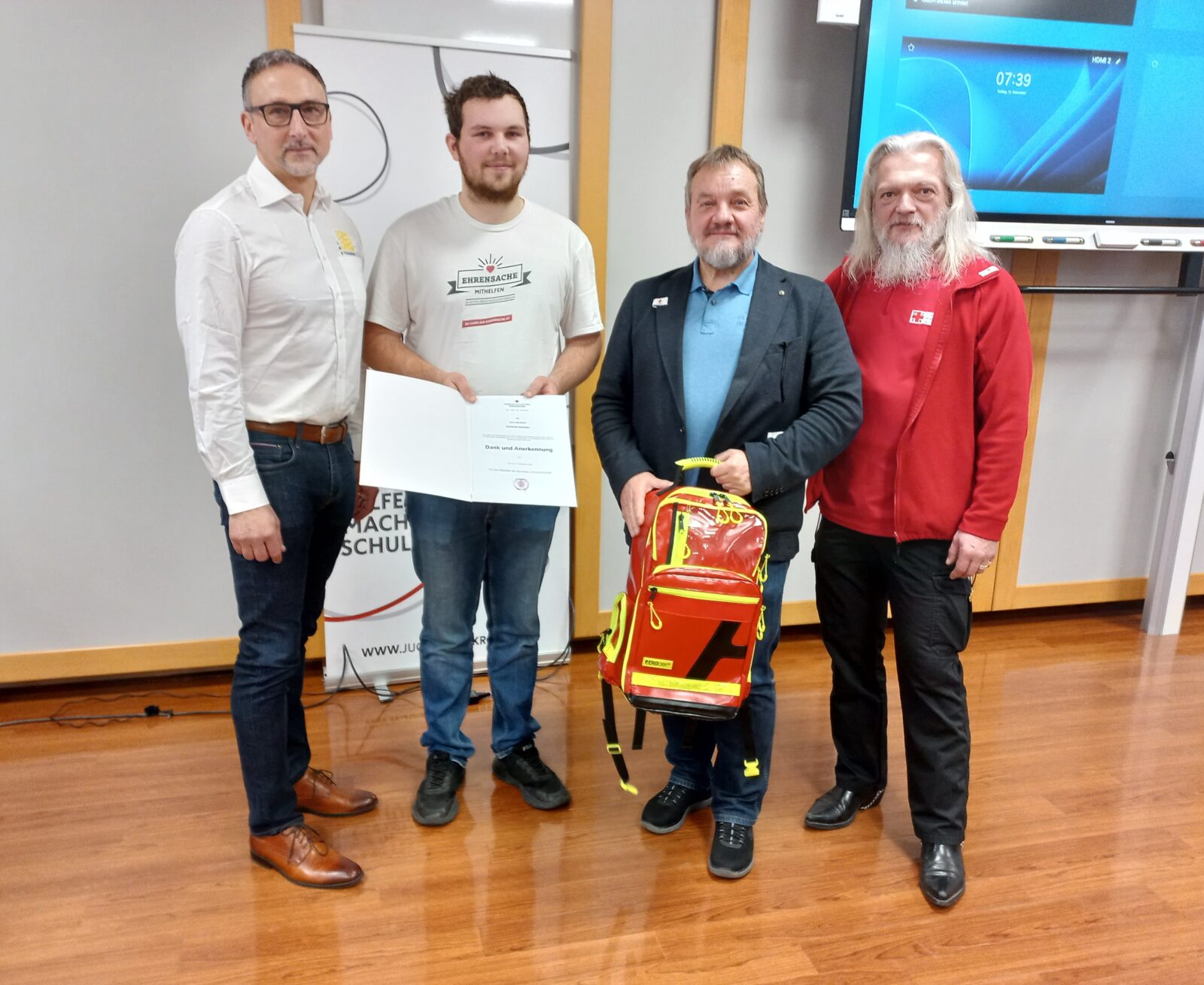 Direktor Helmut Blamauer, Moritz Wiesinger, Hans Ebner und Erich Jexenflicker