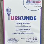 Urkunde Emely Steiner (Klasse 2ET12)